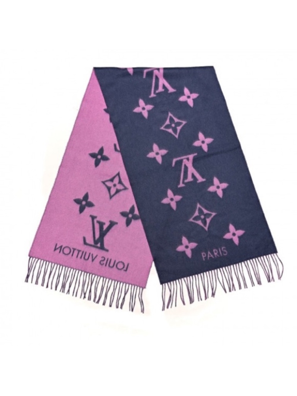 New Authentic Louis Vuitton midnight and pink Reykjavik cashmere shawl scarf